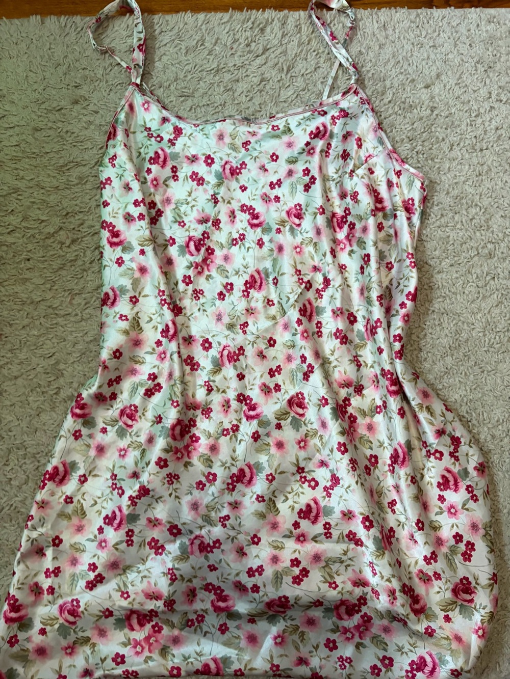 Vintage Floral Slip Dress with Pink Rose Print